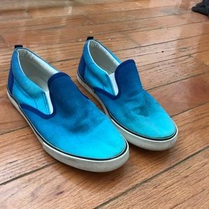 Ombré blue slip on shoes